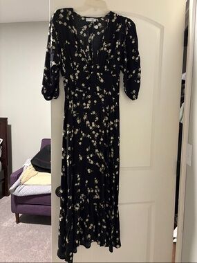 Flynn Skye Black Maxi Dress with Cream Floral Print
